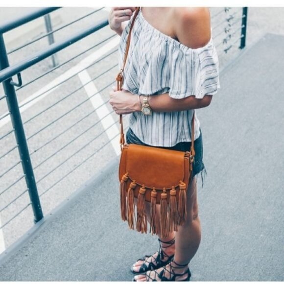 WAYF Blue White Pullover Striped Off the Shoulder Blouse Top Size XS Made in USA - Picture 5 of 16